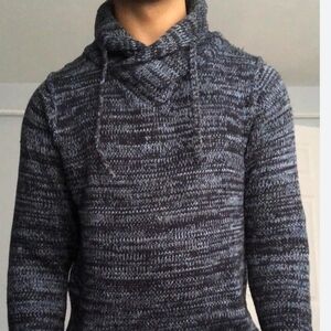 H&M Men's Long Sleeve Cowl Neck Pullover Knit Sweater Marled Grey Sz L